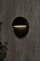 BHS Lighting Orvi 11cm Round Outdoor Wall Light in Black - thumbnail 4
