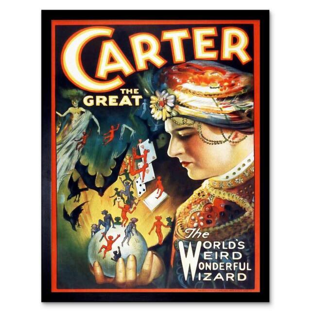 "Artery8 Carter The Great The Magician Vintage Advert 12x16"" Framed Art Print - Size: W12"" x H16""" - image 1