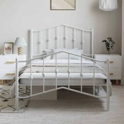 Berkfield Home Metal Bed Frame with Headboard & Footboard White 100x200 cm - thumbnail 1