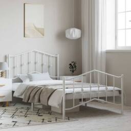 Berkfield Home Metal Bed Frame with Headboard & Footboard White 100x200 cm - thumbnail 2