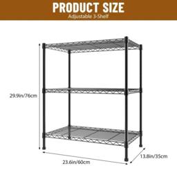 Kelvenix 3 Tiers Metal Steel Storage Rack Shelving in Black - Size: 10000mm x 520mm - thumbnail 2