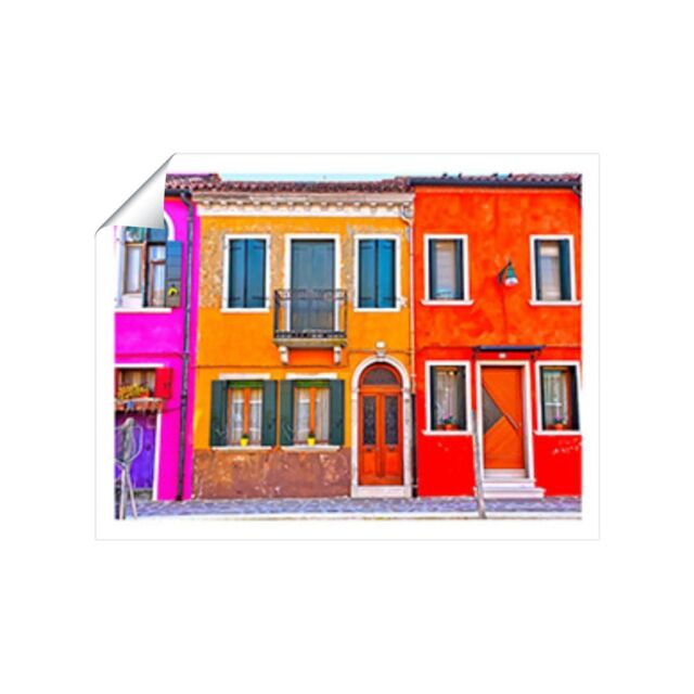 "Warren Reed - Designer Colourful Houses In Burano, Venice, Italy Unframed Art Print - Size: W12"" x H16""" - image 1
