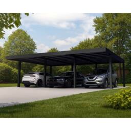 Palram Oslo 20 x 30 Feet Carport Kit - Black Structure Grey Panels - L901 cm - thumbnail 4
