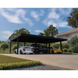 Palram Oslo 20 x 30 Feet Carport Kit - Black Structure Grey Panels - L901 cm - thumbnail 3
