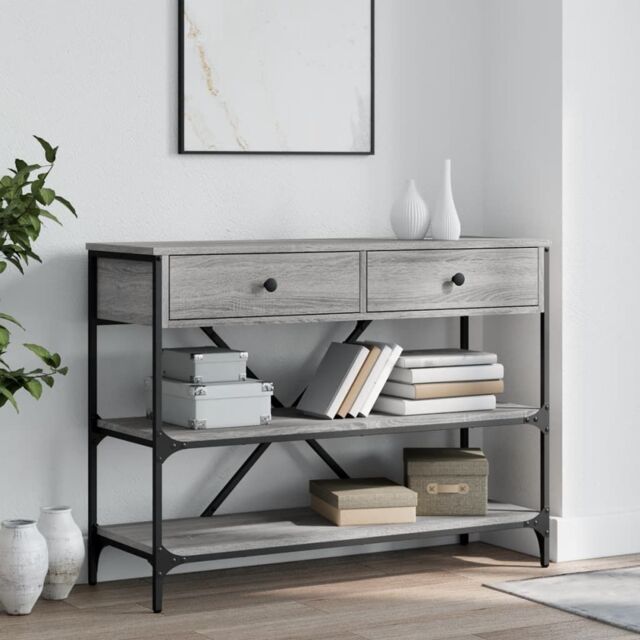 Berkfield Home Console Table with Drawers & Shelves Grey Sonoma Engineered Wood - image 1