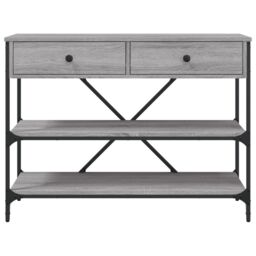 Berkfield Home Console Table with Drawers & Shelves Grey Sonoma Engineered Wood - thumbnail 6