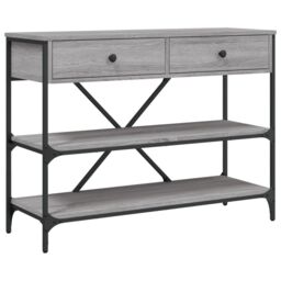 Berkfield Home Console Table with Drawers & Shelves Grey Sonoma Engineered Wood - thumbnail 2