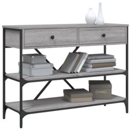 Berkfield Home Console Table with Drawers & Shelves Grey Sonoma Engineered Wood - thumbnail 3