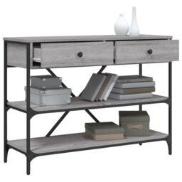 Berkfield Home Console Table with Drawers & Shelves Grey Sonoma Engineered Wood - thumbnail 4