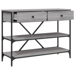 Berkfield Home Console Table with Drawers & Shelves Grey Sonoma Engineered Wood - thumbnail 5