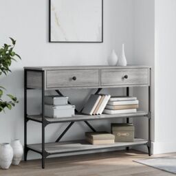 Berkfield Home Console Table with Drawers & Shelves Grey Sonoma Engineered Wood
