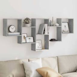 Berkfield Home Wall Shelf Concrete Grey 159x18x66 cm Engineered Wood - Size: 159 x 18 x 66 cm - thumbnail 2