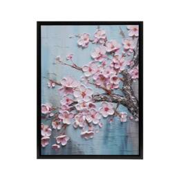 "Artery8 Cherry Blossoms Thick Paint Flowers Framed Canvas Wall Art Print in Pink - Size: W12"" x H16""" - thumbnail 1