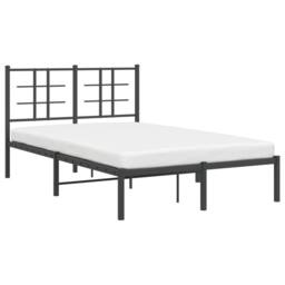 Berkfield Home Metal Bed Frame without Mattress with Headboard Black 120x200cm - Size: Small Double - thumbnail 4