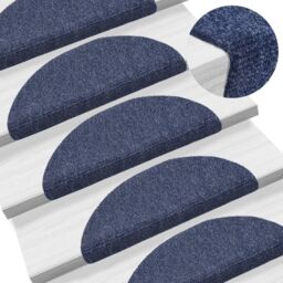 Berkfield Home Self-adhesive Stair Mats 10 pcs Blue 56x17x3 cm Needle Punch - Size: Medium - thumbnail 1