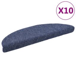 Berkfield Home Self-adhesive Stair Mats 10 pcs Blue 56x17x3 cm Needle Punch - Size: Medium - thumbnail 2