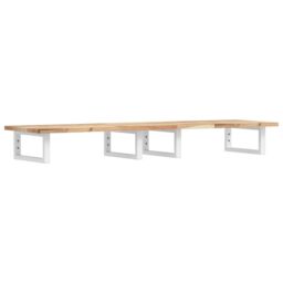 Berkfield Home Basin Shelf Wall Mounted Steel & Solid Wood Acacia in Brown - thumbnail 2