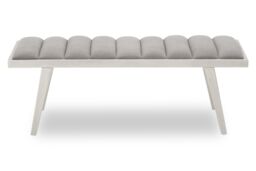Orsina Grey Velvet Bench with Splayed Silver Legs, Channel‑Tufted Plush Seat, Elegant Mid‑Century Accent Seating - thumbnail 4