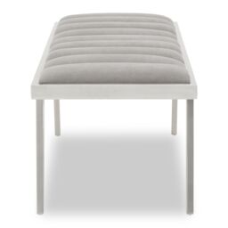 Orsina Grey Velvet Bench with Splayed Silver Legs, Channel‑Tufted Plush Seat, Elegant Mid‑Century Accent Seating - thumbnail 2