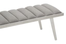 Orsina Grey Velvet Bench with Splayed Silver Legs, Channel‑Tufted Plush Seat, Elegant Mid‑Century Accent Seating - thumbnail 5