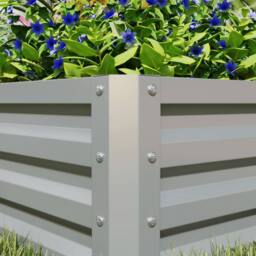 VOGREX Set of 2 Raised Garden Bed Galvanised Planter Box in Grey - thumbnail 4