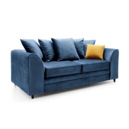 Abakus Direct Chicago Spill-Proof Velvet 3 Seater Sofa in Dark Blue - thumbnail 3
