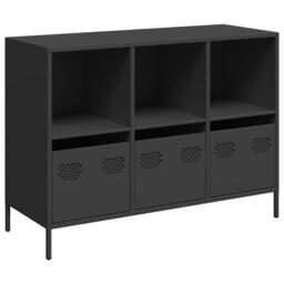 Berkfield Home Sideboard Black 101.5x39x73.5 cm Cold-rolled Steel - thumbnail 2