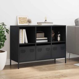 Berkfield Home Sideboard Black 101.5x39x73.5 cm Cold-rolled Steel - thumbnail 3