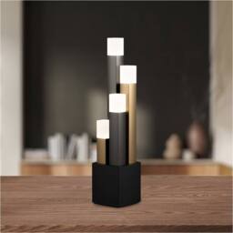 Loops 2 PACK Stylish Black, Brown, & Gold Table Lamp for Indoor Home Decor - thumbnail 3