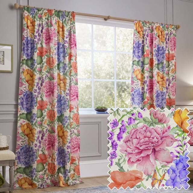 Voyage Maison Idalia Fully Lined 100% Cotton Pencil Pleat Curtain Pair - Size: 229 cm width x 183 cm drop - image 1