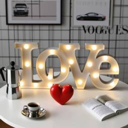 Bright Zeal White 41cm(W)Battery-Operated LED LOVE Light Sign with 20 Lights Timer - thumbnail 7