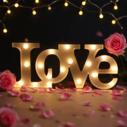 Bright Zeal White 41cm(W)Battery-Operated LED LOVE Light Sign with 20 Lights Timer - thumbnail 2