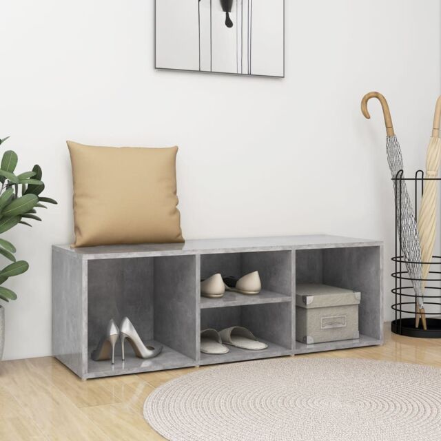 Berkfield Home Shoe Storage Bench Concrete Grey 105x35x35 cm Engineered Wood - Size: 105 x 35 x 35 cm - image 1