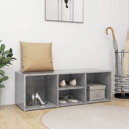 Berkfield Home Shoe Storage Bench Concrete Grey 105x35x35 cm Engineered Wood - Size: 105 x 35 x 35 cm