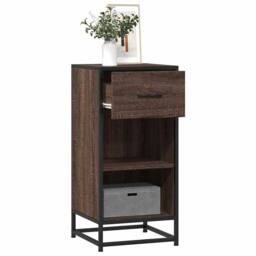 Berkfield Home Sideboard Brown Oak 35.5x35x76 cm Engineered Wood & Metal - thumbnail 2