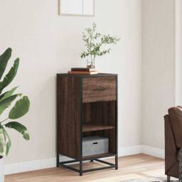 Berkfield Home Sideboard Brown Oak 35.5x35x76 cm Engineered Wood & Metal - thumbnail 3