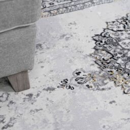 Kukoon Grey Gold Metallic Distressed Traditional Medallion Bordered Rug in Metallic Gold - Size: 160 cm x 230 cm - thumbnail 4