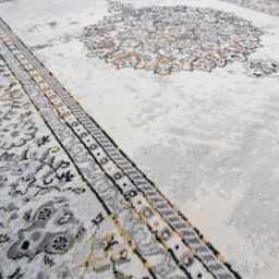 Kukoon Grey Gold Metallic Distressed Traditional Medallion Bordered Rug in Metallic Gold - Size: 160 cm x 230 cm - thumbnail 5
