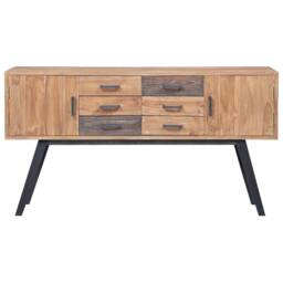 Berkfield Home Side Cabinet 110x30x75 cm Solid Teak in Brown - Size: 110 x 30 x 75 cm - thumbnail 2