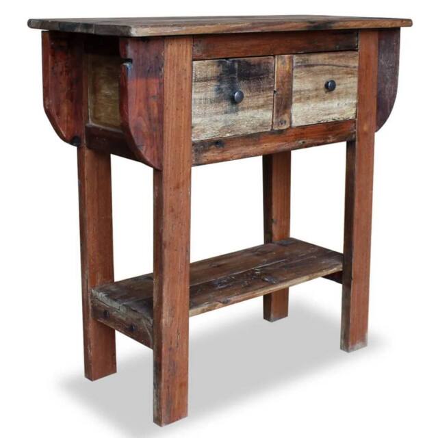 Berkfield Home Console Table Solid Reclaimed Wood 80x35x80 cm in Brown - Size: 80 x 35 x 80 cm - image 1