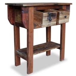 Berkfield Home Console Table Solid Reclaimed Wood 80x35x80 cm in Brown - Size: 80 x 35 x 80 cm - thumbnail 3