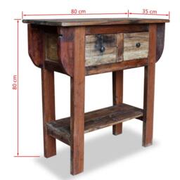 Berkfield Home Console Table Solid Reclaimed Wood 80x35x80 cm in Brown - Size: 80 x 35 x 80 cm - thumbnail 5