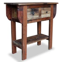 Berkfield Home Console Table Solid Reclaimed Wood 80x35x80 cm in Brown - Size: 80 x 35 x 80 cm - thumbnail 1