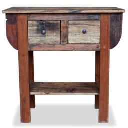 Berkfield Home Console Table Solid Reclaimed Wood 80x35x80 cm in Brown - Size: 80 x 35 x 80 cm - thumbnail 2