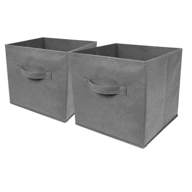 KORVIXA Grey 2X FOLDABLE CANVAS STORAGE COLLAPSIBLE - image 1