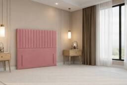 "Nexus Mattresses Ltd Amalfi Plush Divan Bed Base No Drawers - 54"" Headboard in Pink - Size: Small Single" - thumbnail 5
