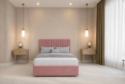 "Nexus Mattresses Ltd Amalfi Plush Divan Bed Base No Drawers - 54"" Headboard in Pink - Size: Small Single" - thumbnail 3