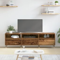 Berkfield Home TV Cabinet Old Wood 150x30x44.5 cm Engineered Wood in Brown - thumbnail 4