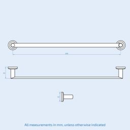Nes Home Chrome Single Round Towel Bar Rail Holder in Silver - thumbnail 2
