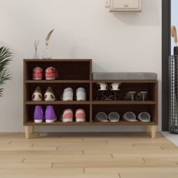 Berkfield Home Shoe Cabinet Brown Oak 102x36x60 cm Engineered Wood - Size: 102 x 36 x 60 cm - thumbnail 3